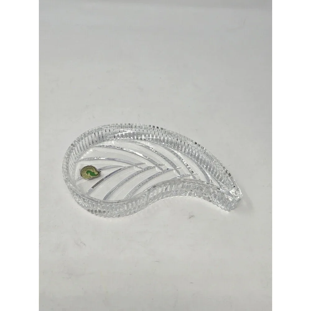VINTAGE WATERFORD CRYSTAL TRINKET CANDY DISH TRAY PAISLEY LEAF YING YANG IRELAND